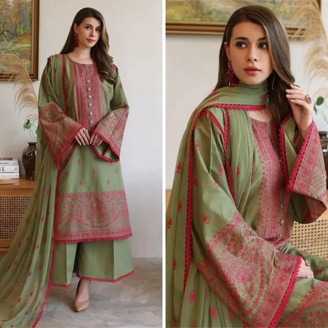 QN1002 - SUMMER COLLECTION Bareeze 3 Piece Embroidered Lawn Suit