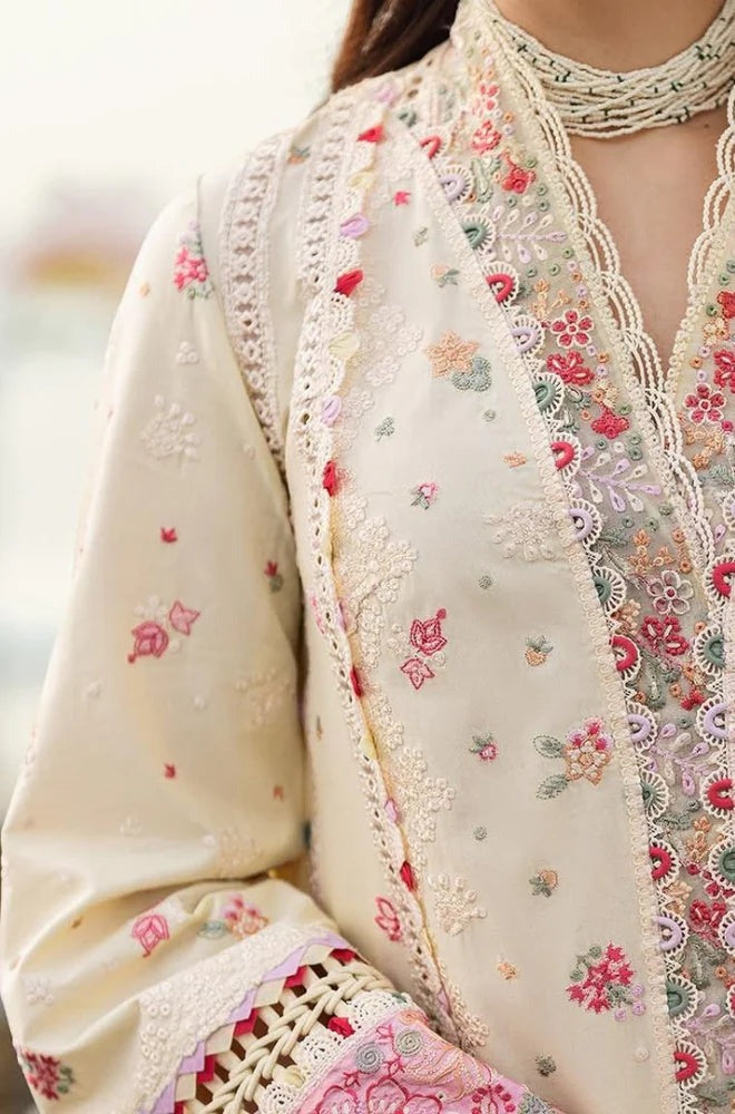 QN1052 - Qalamkaar 3PC Unstitched Lawn Embroidered Chicken Kari