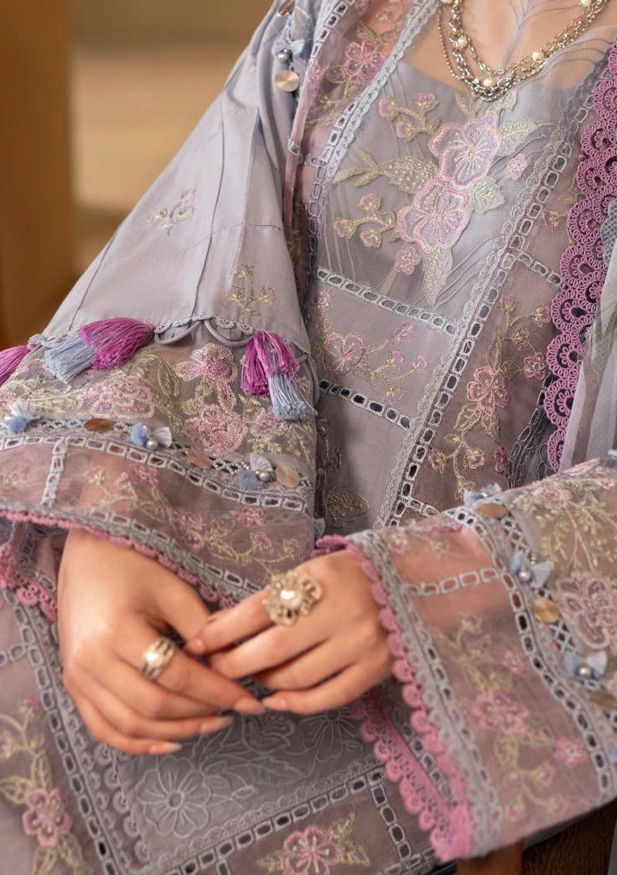 QN1064-3 Piece Summer Unstitched Heavy Embroidered Lawn Suit