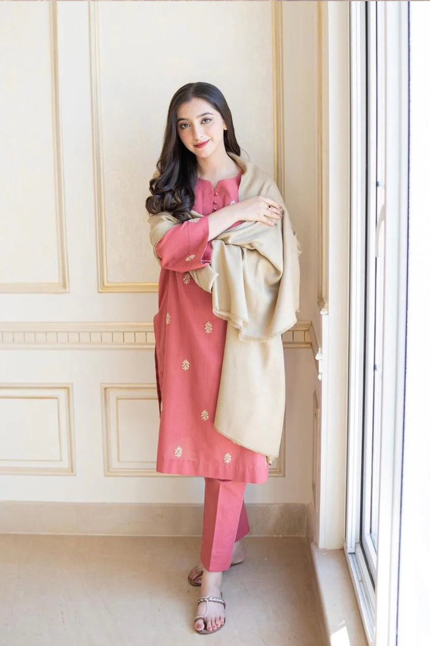 QN611-WINTER 3PC Dhanak suit with Dhanak Shawll