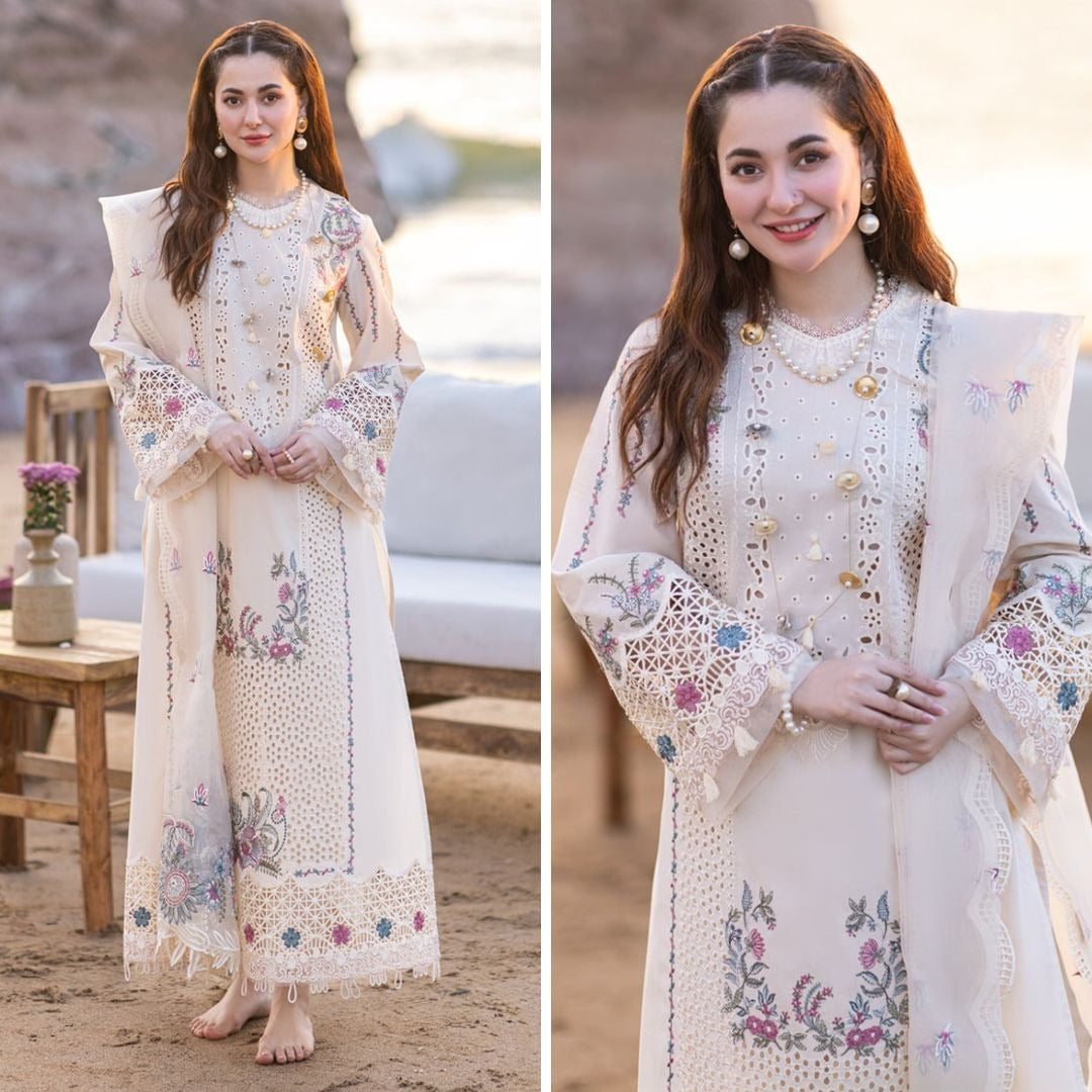 QN997 - Qalamkar 3 Piece Chickenkari Embroidered Lawn Suit