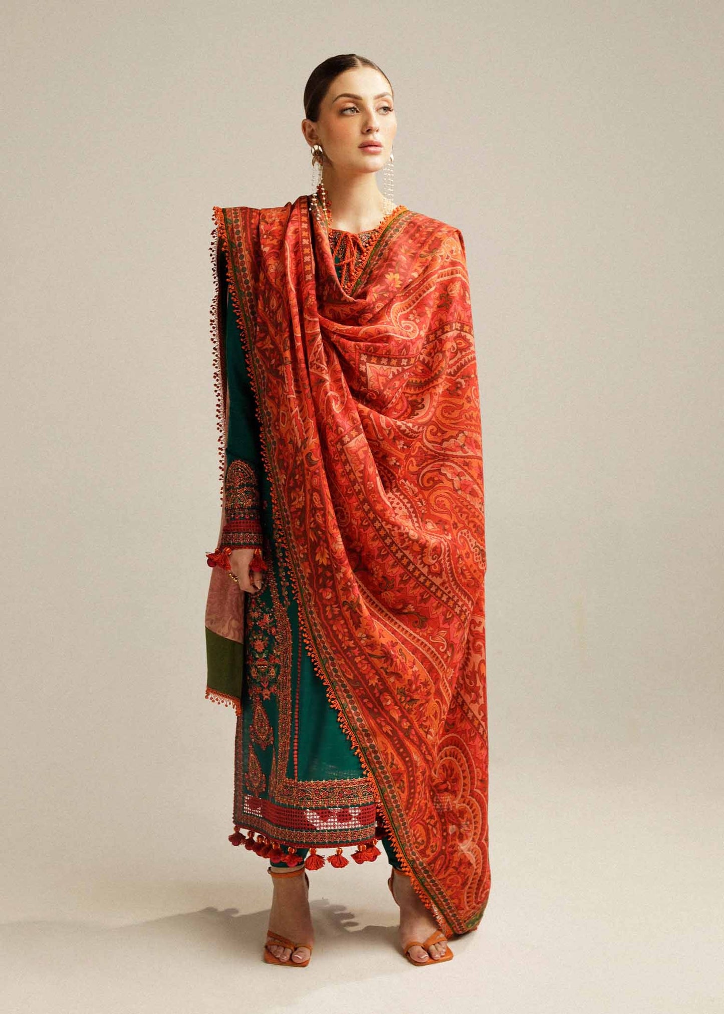QN994-SUMMER MUSHQ 3PC EMBROIDERED LAWN SUIT WITH PRINTED SILK DUPATTA