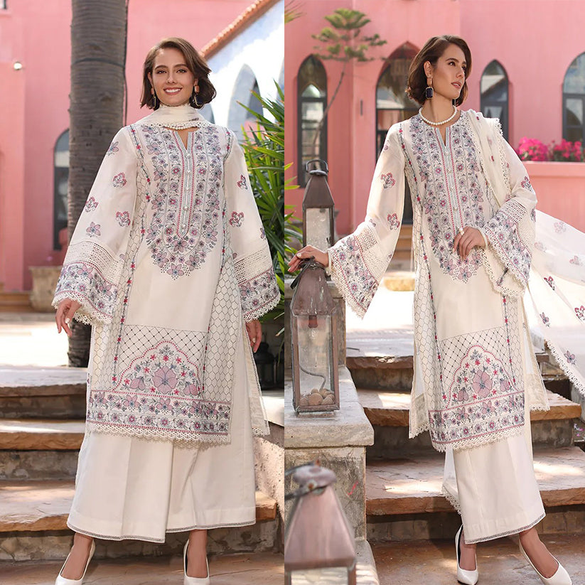 QN844-Bareeze Embroidered Summer 3pc lawn dress with embroidered chiffon dupatta
