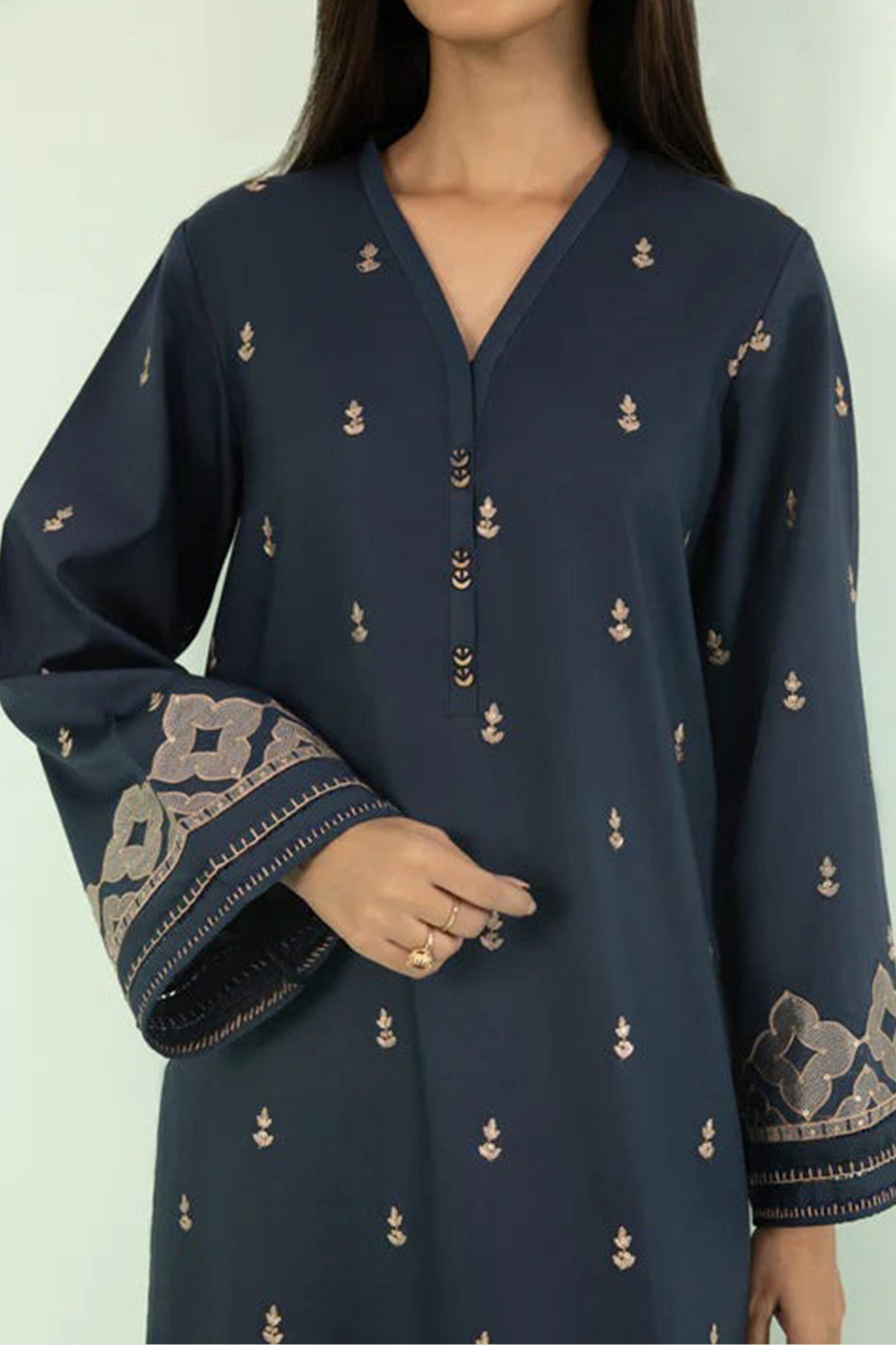 QN588-WINTER 3PC Dhannak Embroidered suit with Printed Shawll