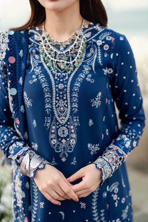 QN1055 - 3PC Unstitched Lawn ChickenKari Embroidered