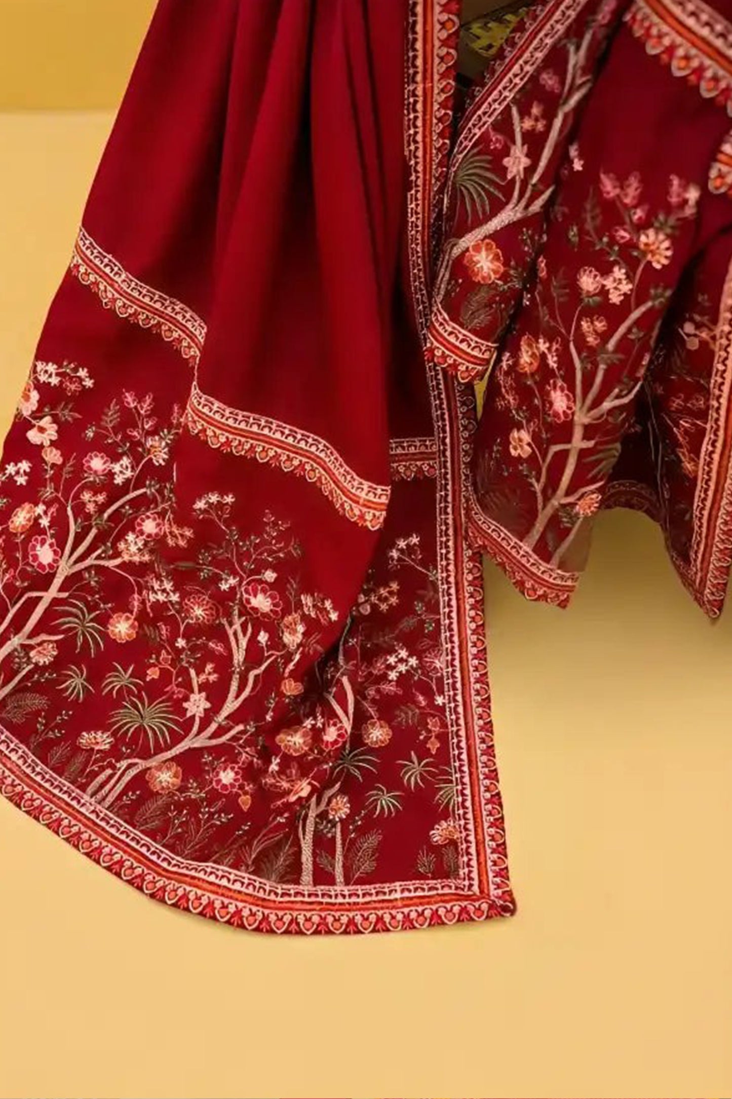QN918-WINTER 3-Pc Embroidered Dhanak Suit with Heavy Embroidered Dhanak Shawll