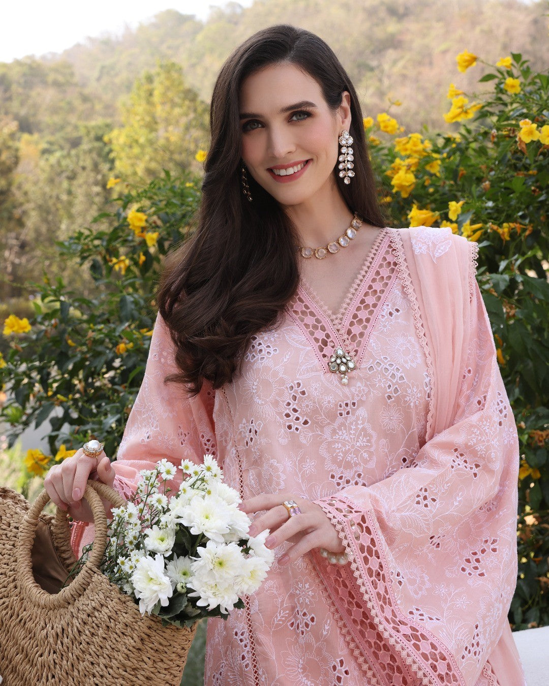 QN845-Bareeze Embroidered Summer 3pc lawn dress with embroidered chiffon dupatta