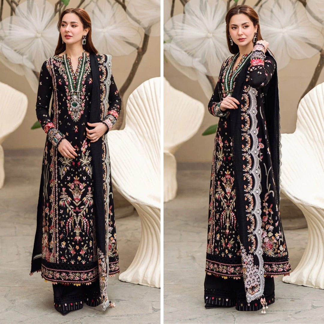 QN1033 -3PC Lawn Embroidered Shirt with Embroidered ornganza Dupatta