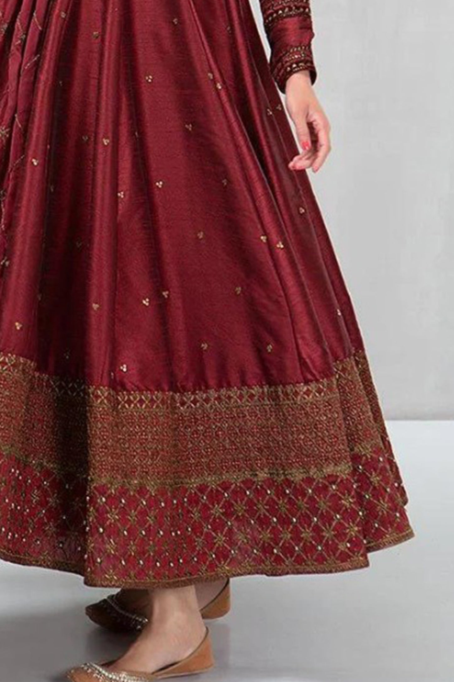 QN099-Maria B Winter, unstiched 3 piece kataan silk frock style embroidered suit