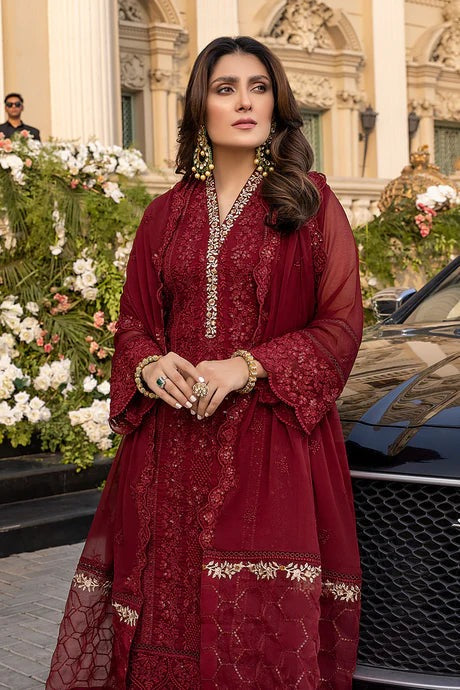 QN733-SUMMER 3 Piece Unstitched Heavy Embroidered Summer Lawn Suit With Heavy Embroidered Chiffon Dupatta - Qirat Noman