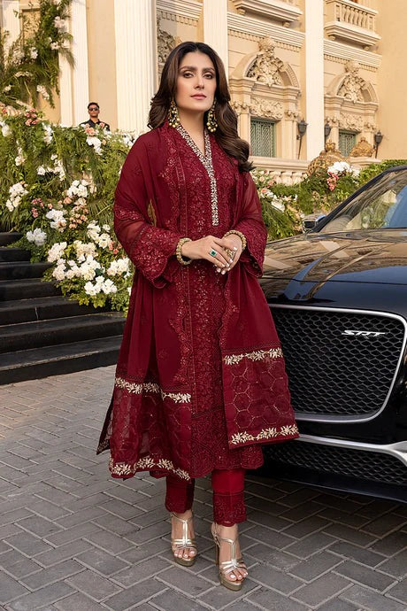 QN733-SUMMER 3 Piece Unstitched Heavy Embroidered Summer Lawn Suit With Heavy Embroidered Chiffon Dupatta - Qirat Noman