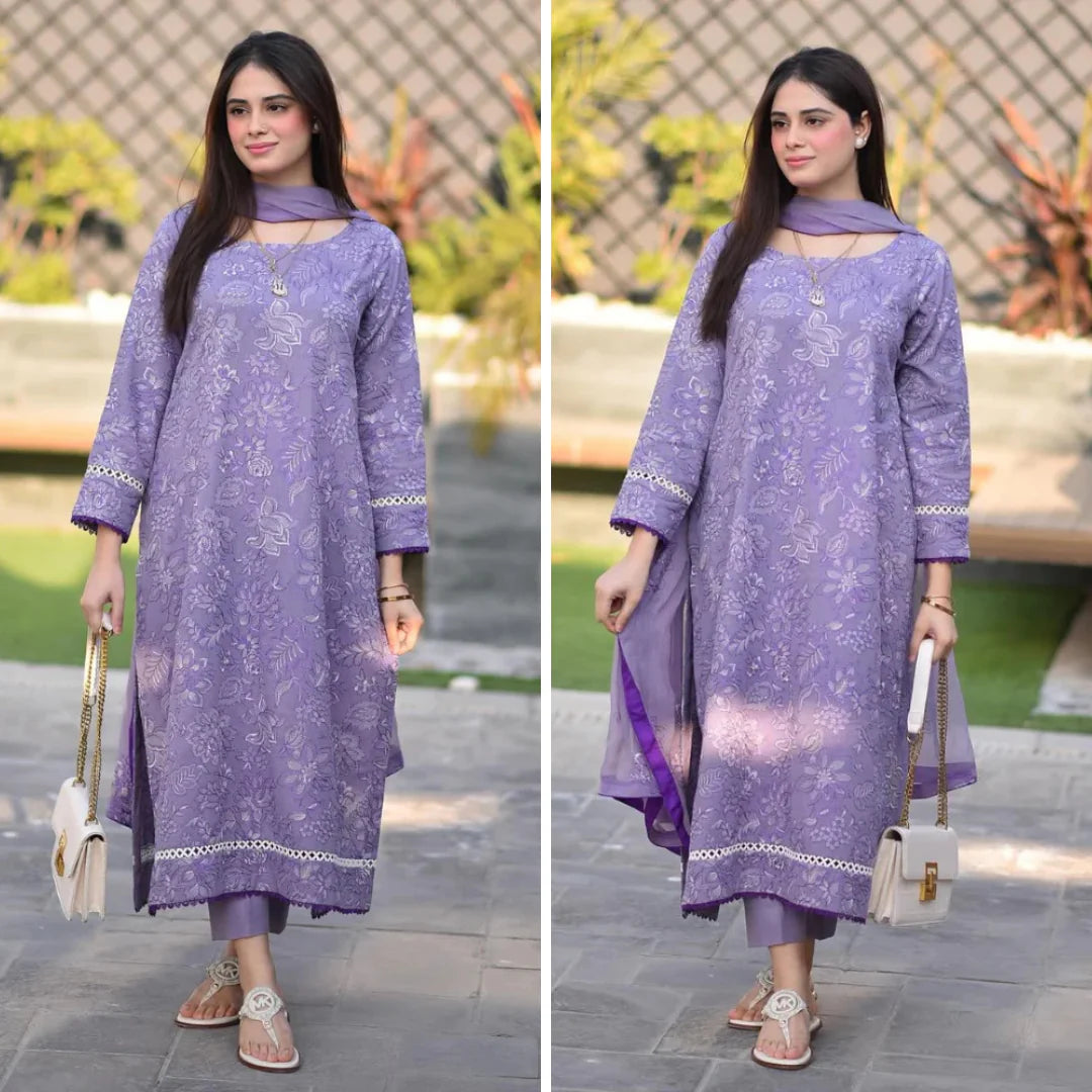 QN1020 - SUMMER COLLECTION Breeze 3PC Lawn Embroidered Suit