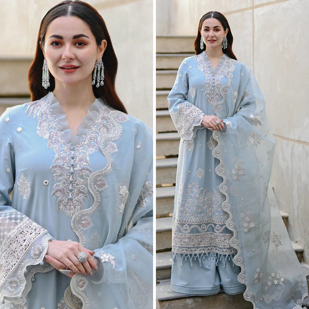 QN1037 - SUMMER QALAMKAR 3PC Lawn Embroidered Suit