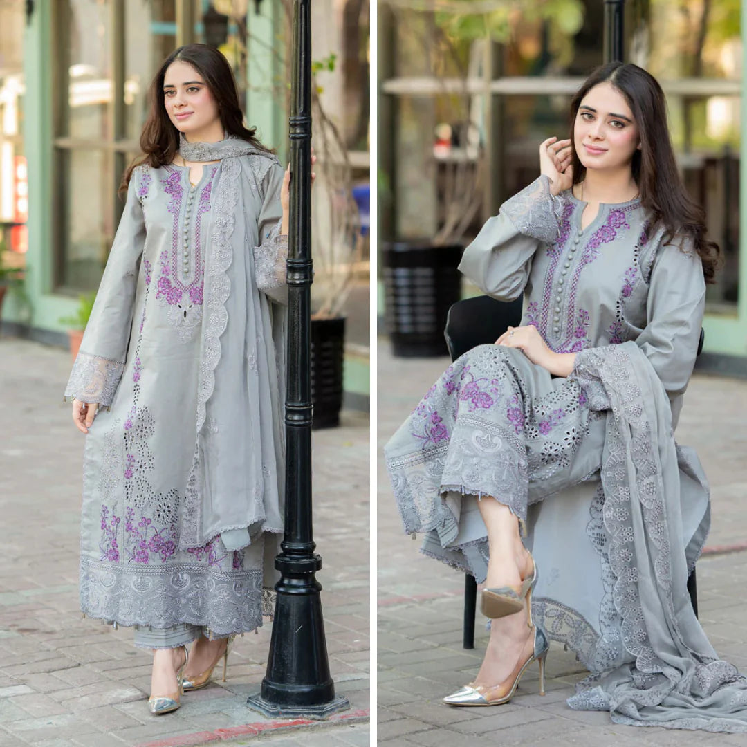 QN1047 -SUMMER Mushq - 3PC Lawn ChickenKari Embroidered Suit