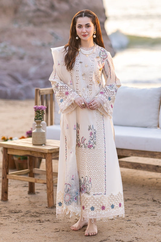 QN997 - Qalamkar 3 Piece Chickenkari Embroidered Lawn Suit