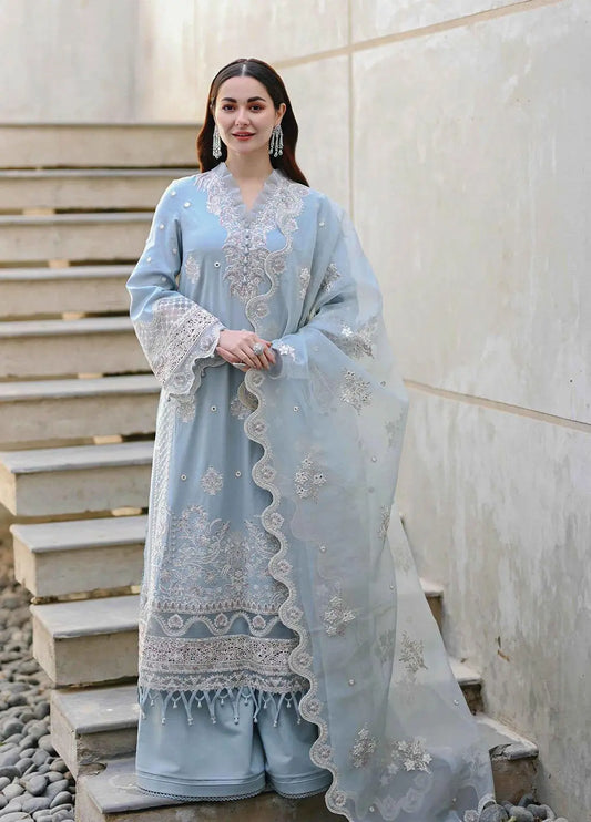 QN1037 - SUMMER QALAMKAR 3PC Lawn Embroidered Suit