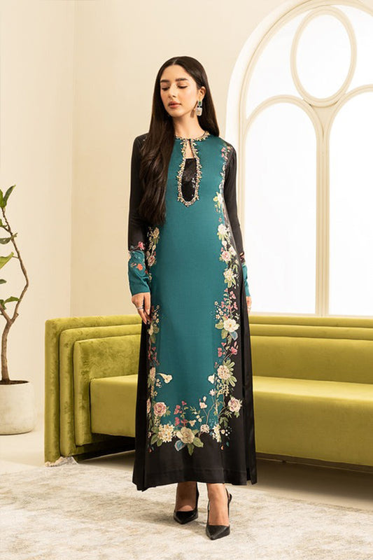 QN828-3PC-WINTER Unstitched silk fabric in floral print.