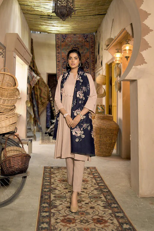 QN808-WINTER 3 Piece Dhanak Suit with digital printed wool shawll