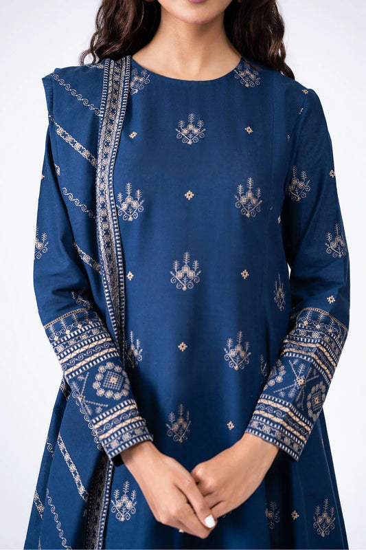 QN578-WINTER 3-Pc Embroidered Dhanak Suit with Heavy Embroidered Dhanak Shawll