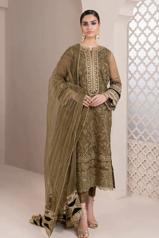 QN728-BAROQUE-Embroidered 3pc organza dress with organza duppata
