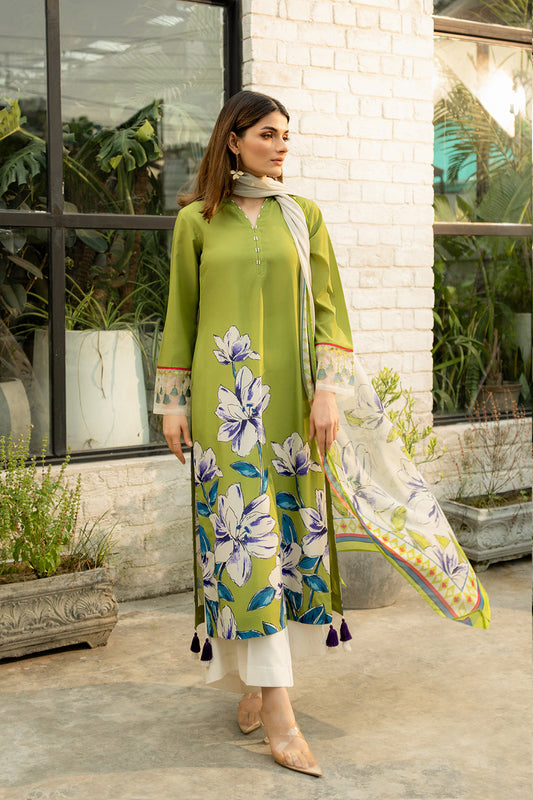 QN829-3PC-WINTER Unstitched silk fabric in floral print.
