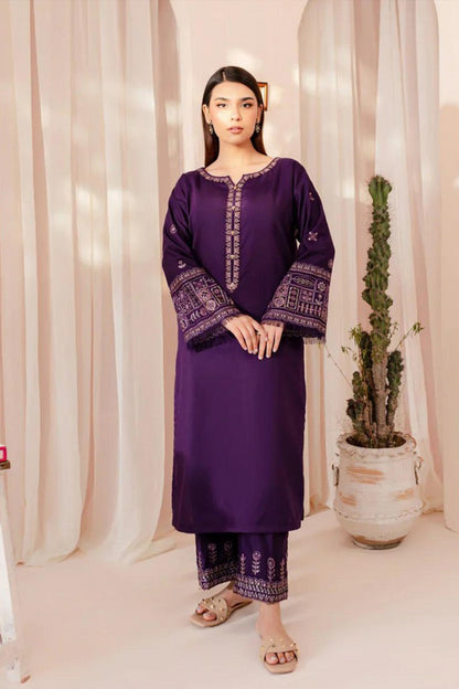 QN881 - 2PC dhank wool Embroidered Suit