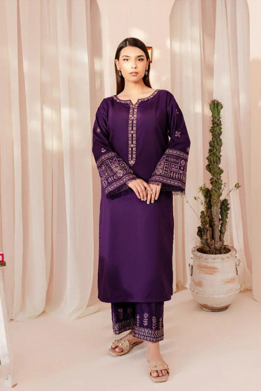 QN881 - 2PC dhank wool Embroidered Suit
