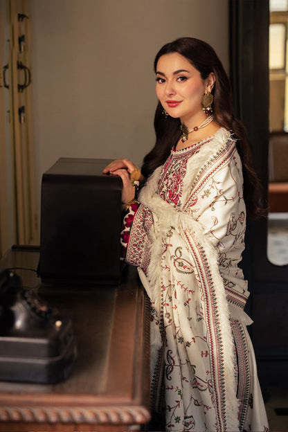 QN1120-Winter ASIM JOFA-3PC DHANAK EMBROIDERED SHIRT WITH DHANAK EMBROIDERED SHAWL
