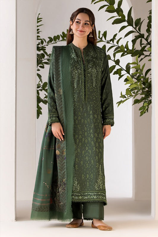 QN1122-winter SOBIA NAZIR- 3PC DHANAK EMBROIDERED SHIRT WITH WOOL PRINT SHAWL
