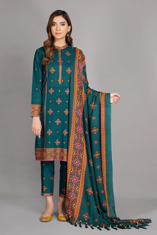 QN527- WINTER kayseria-3Pc Linen Winter Collection Heavy Embroidered Suit