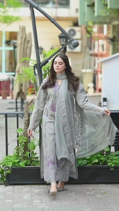 QN1047 -SUMMER  Mushq - 3PC Lawn ChickenKari Embroidered Suit