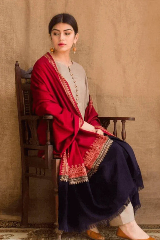 QN545-WINTER 3PC khaddar suit with Embroidered Shawll