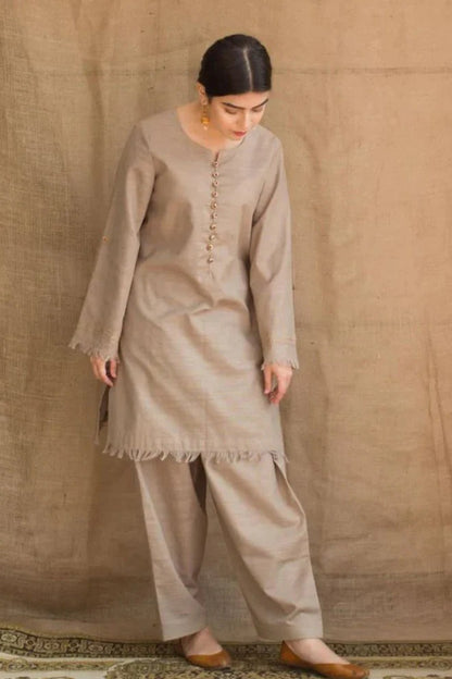 QN545-WINTER 3PC khaddar suit with Embroidered Shawll