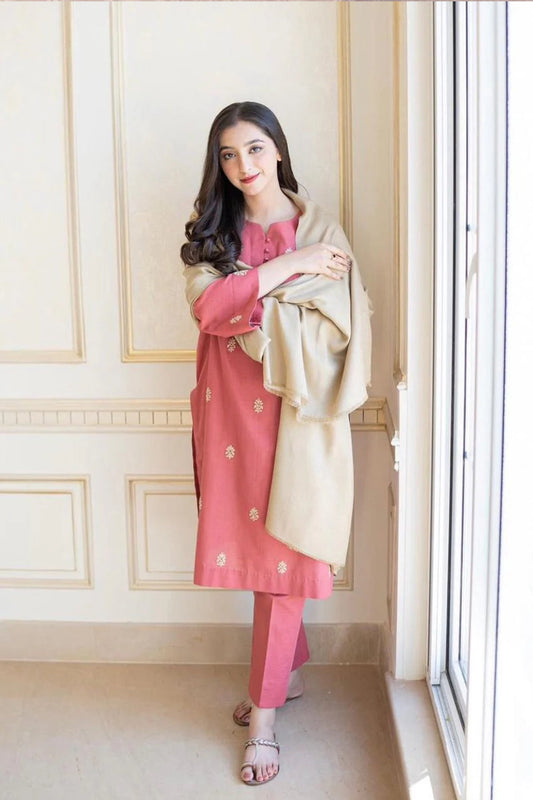 QN611-WINTER 3PC Dhanak suit with Dhanak Shawll