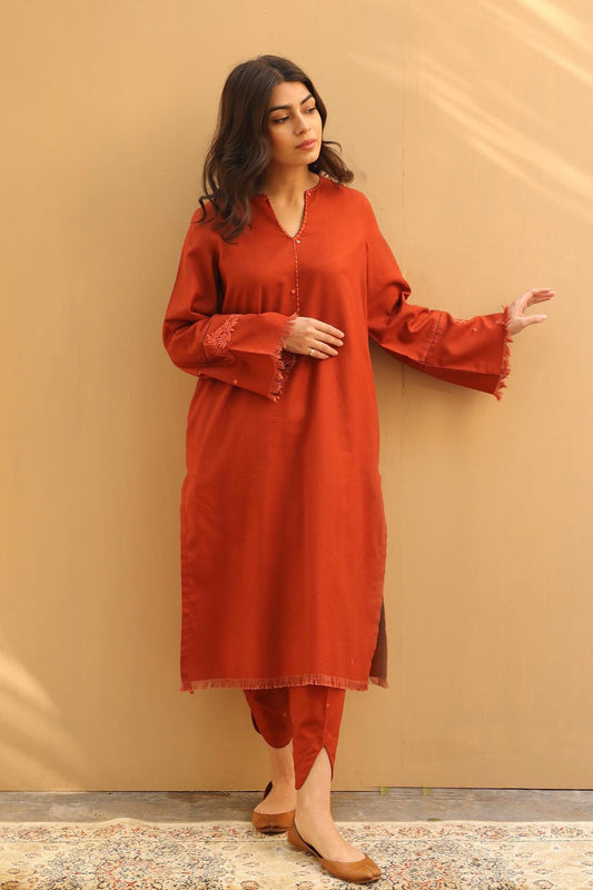 QN565-Winter 3PC Dhannak Embroidered Suit with Dhanak Embroidered Shawll