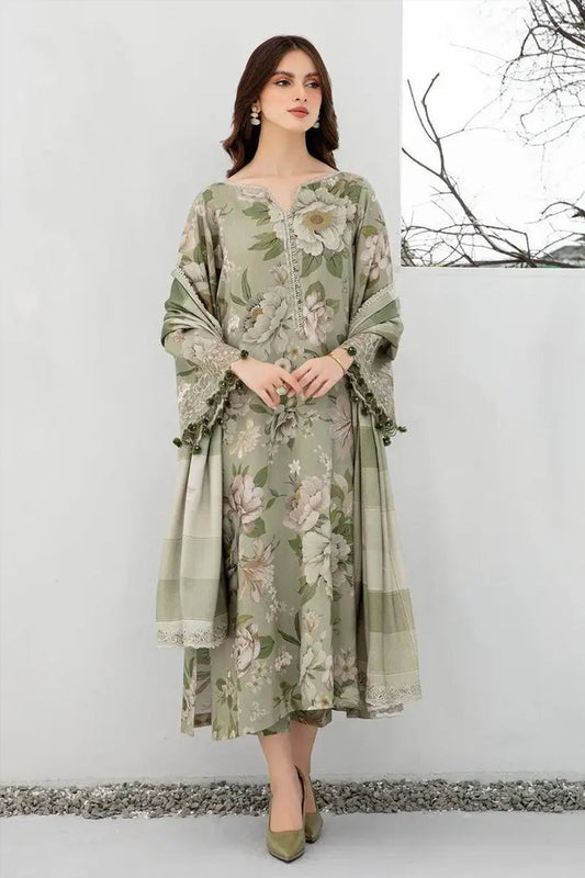 QN942- Winter 3PC Karandi Printed Suit