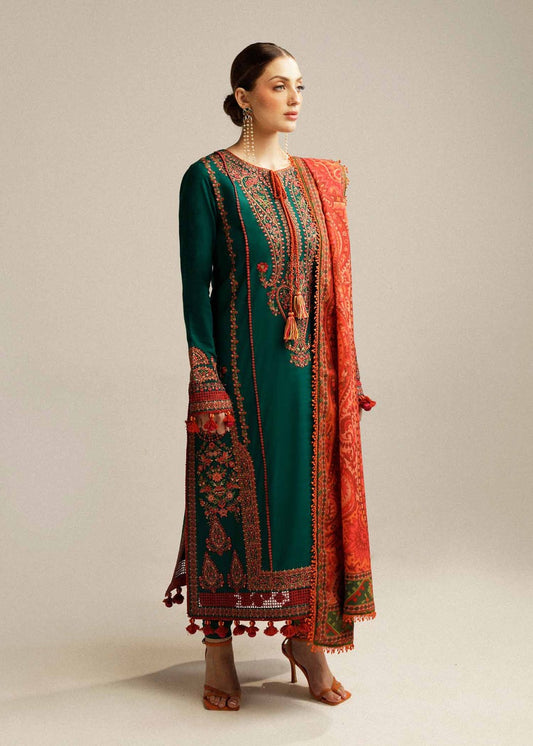 QN994-SUMMER MUSHQ 3PC EMBROIDERED LAWN SUIT WITH PRINTED SILK DUPATTA