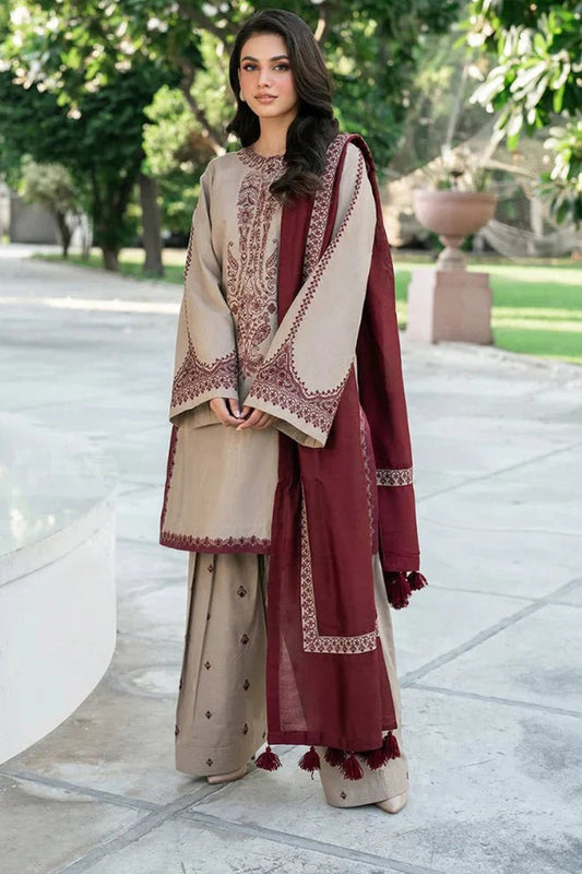 QN961-Baroque - 3PC Dhanak Embroidered Suit