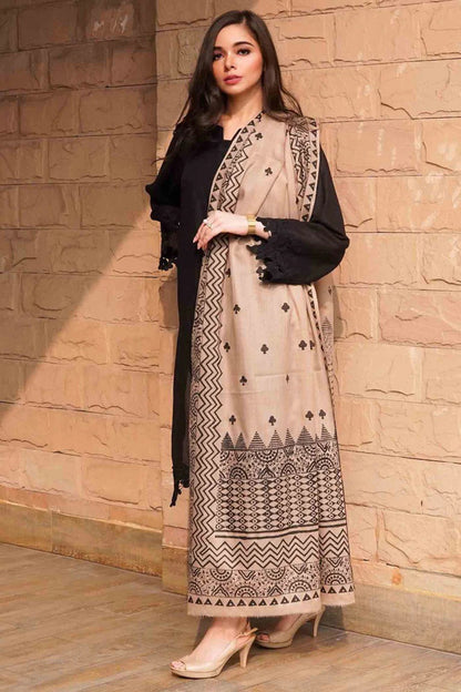 QN557-3PC Dhannak Winter Embroidered suit with Printed Shawll