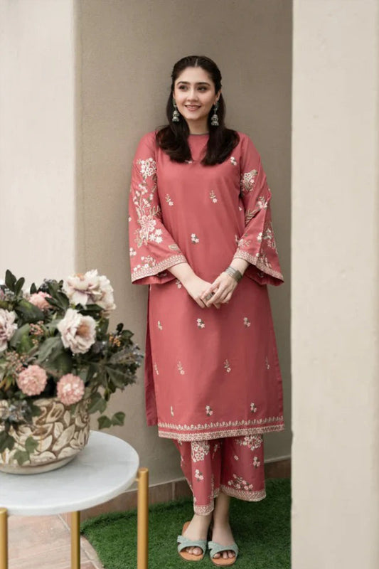 QN1065- 2PC Dhanak suit Embroidered
