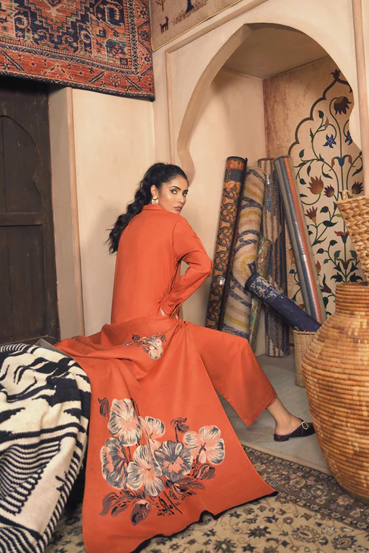 QN812-WINTER 3 Piece Dhanak Suit with digital printed wool shawll