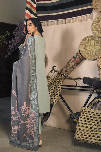 QN809-WINTER 3 Piece Dhanak Suit with digital printed wool shawll