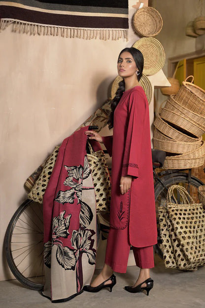 QN813-WINTER 3 Piece Dhanak Suit with digital printed wool shawll
