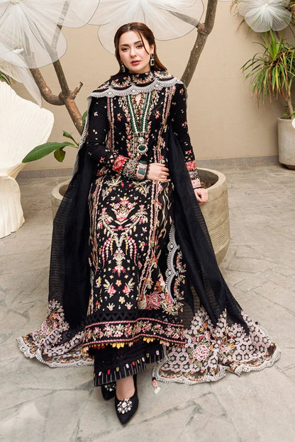 QN1033 -3PC Lawn Embroidered Shirt with Embroidered ornganza Dupatta