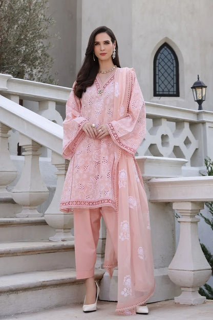 QN845-Bareeze Embroidered Summer 3pc lawn dress with embroidered chiffon dupatta