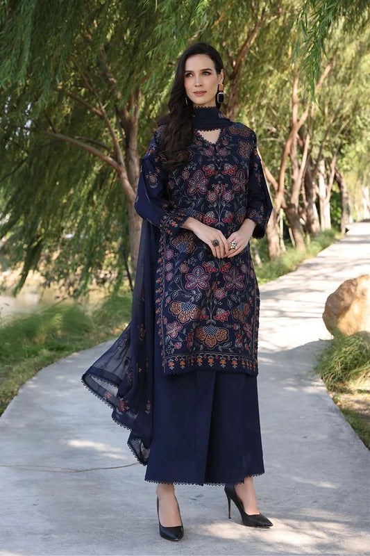 QN843-Bareeze Embroidered Summer 3pc lawn dress with embroidered chiffon dupatta
