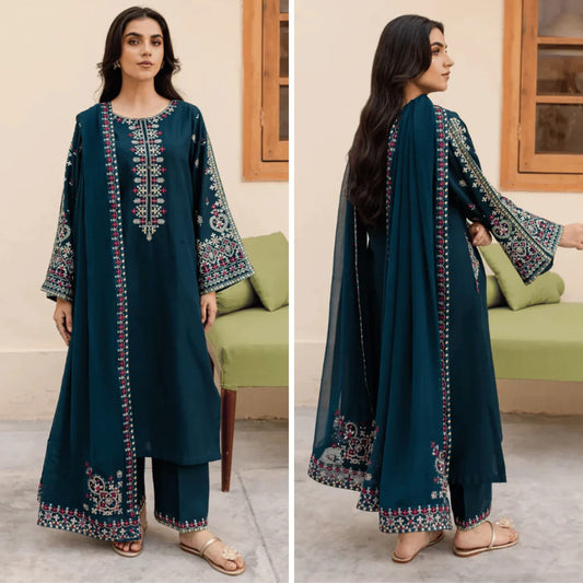 QN111 -SUMMER Sapphire 3PC Lawn Embroidered Suit